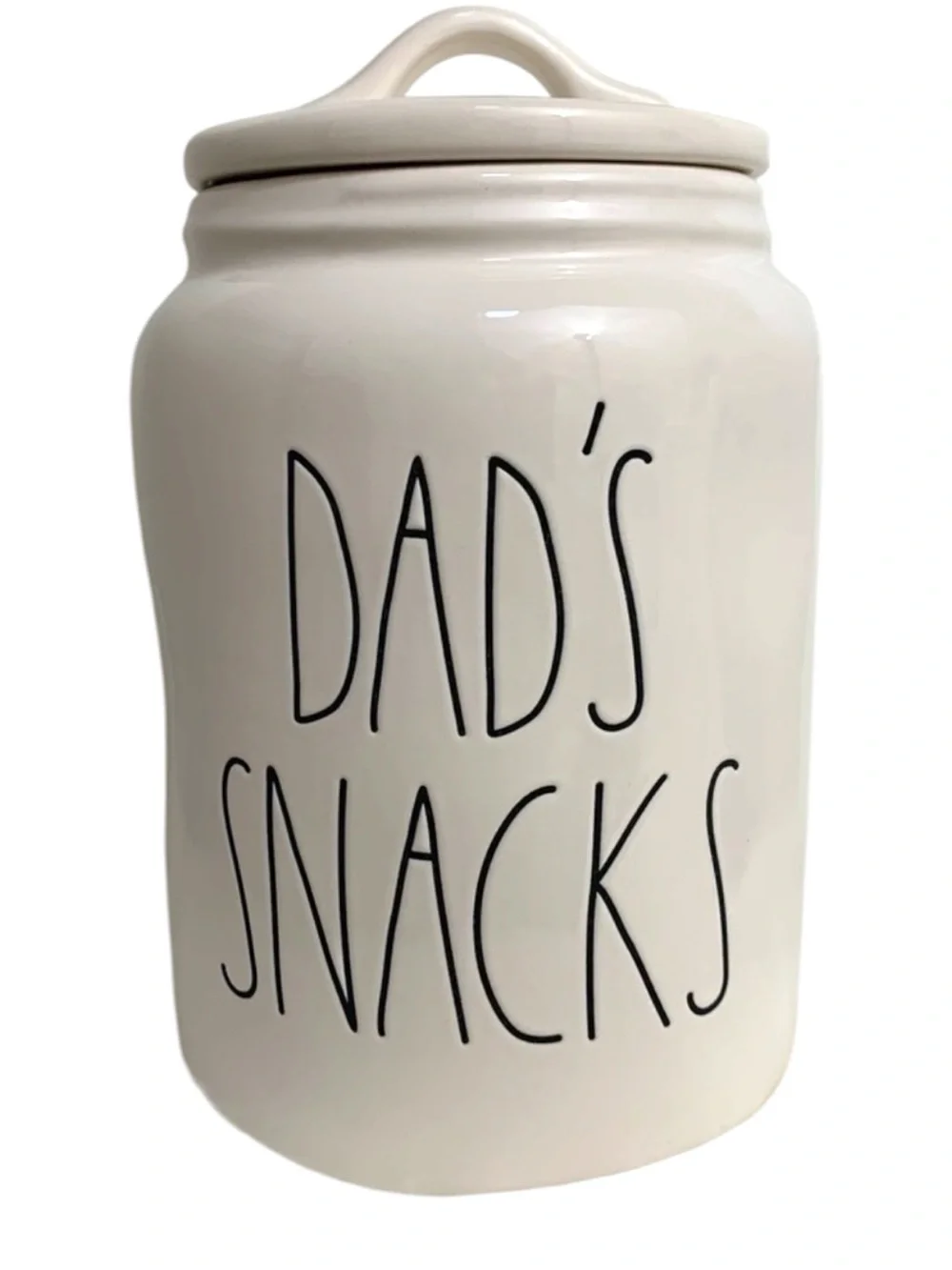 BRAND NEW Rae Dunn DAD’S SNACKS Ceramic Canister storage kitchen organizer 9